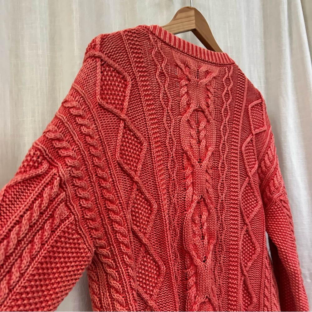 Anthropologie PILCRO JONI CABLE-KNIT SWEATER Coral size small - Picture 10 of 15